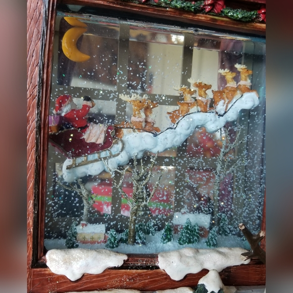 Vintage Christmas lights 3d 2 sided window decor snow glass display musical - Picture 10 of 16
